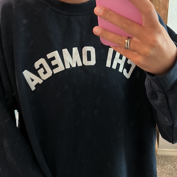 navy chi omega cropped sweatshirt - Picture 3 of 4